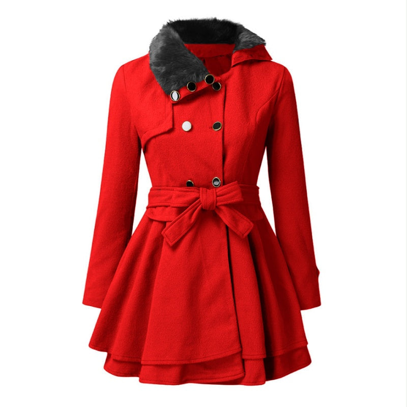 Women's Winter Double Breasted Jackets with Belt