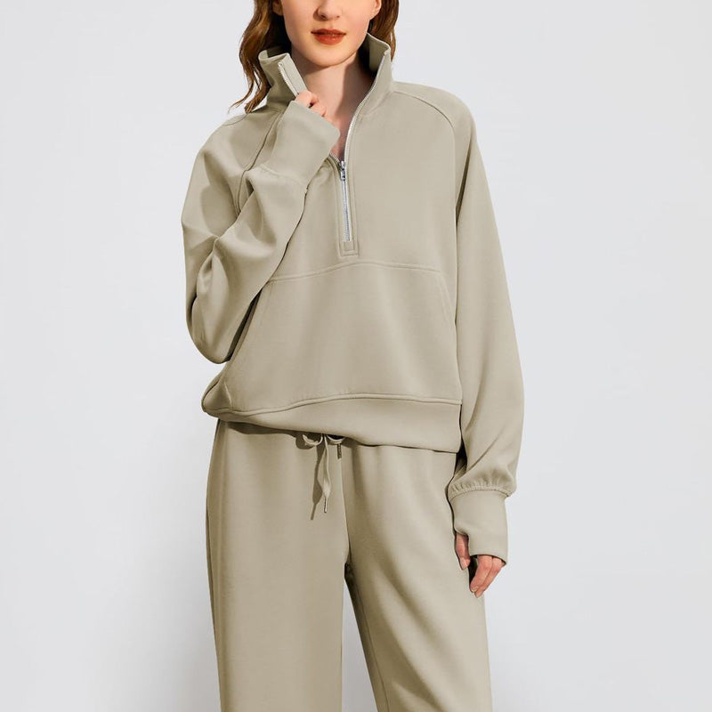 ✨Special Sale 49%OFF🔥 Women’s High-Neck Zip-Up Pullover and Wide-Leg Pants Set