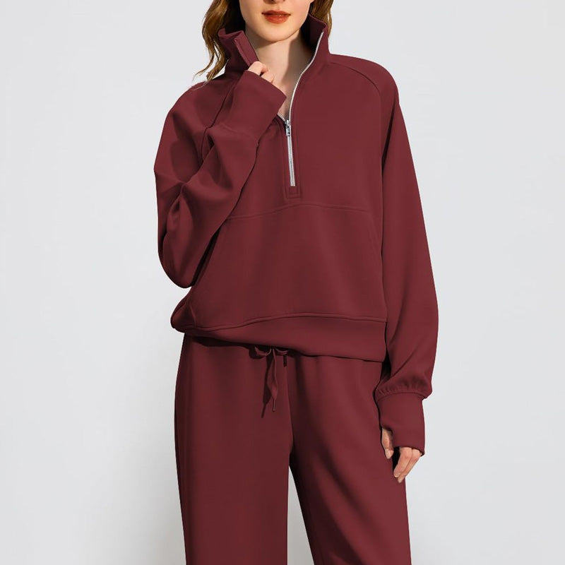 ✨Special Sale 49%OFF🔥 Women’s High-Neck Zip-Up Pullover and Wide-Leg Pants Set
