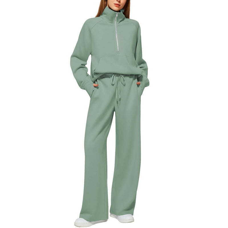 ✨Special Sale 49%OFF🔥 Women’s High-Neck Zip-Up Pullover and Wide-Leg Pants Set