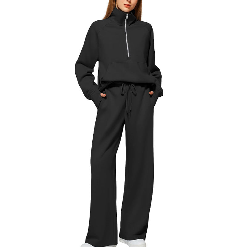 ✨Special Sale 49%OFF🔥 Women’s High-Neck Zip-Up Pullover and Wide-Leg Pants Set