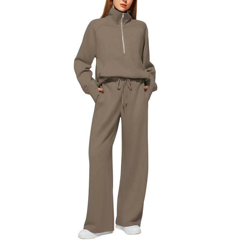 ✨Special Sale 49%OFF🔥 Women’s High-Neck Zip-Up Pullover and Wide-Leg Pants Set