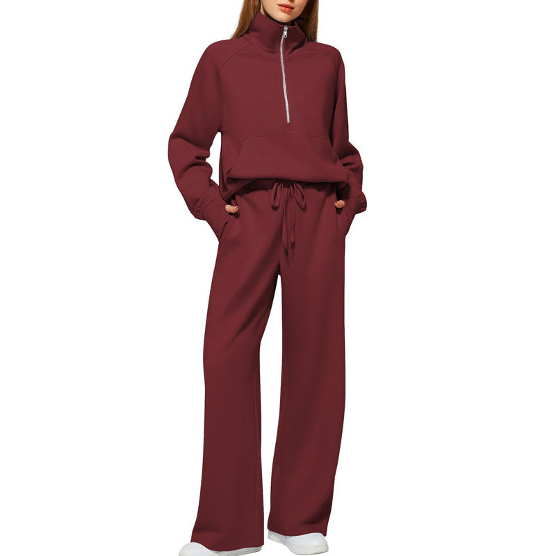 ✨Special Sale 49%OFF🔥 Women’s High-Neck Zip-Up Pullover and Wide-Leg Pants Set