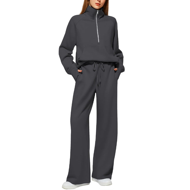 ✨Special Sale 49%OFF🔥 Women’s High-Neck Zip-Up Pullover and Wide-Leg Pants Set