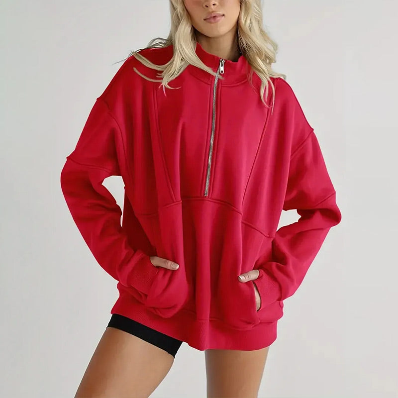 🍂🍁Autumn Sales 49% OFF💖Women's Casual Lapel Half Zip Tops