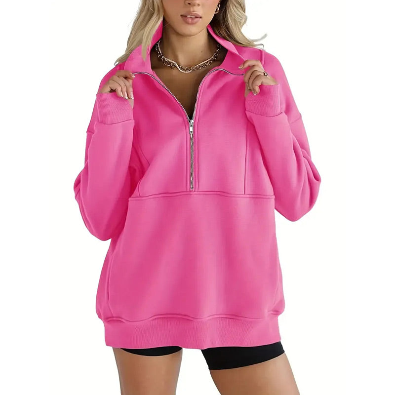 🍂🍁Autumn Sales 49% OFF💖Women's Casual Lapel Half Zip Tops