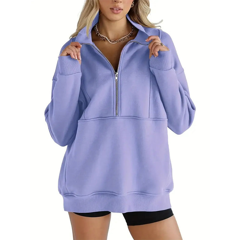 🍂🍁Autumn Sales 49% OFF💖Women's Casual Lapel Half Zip Tops