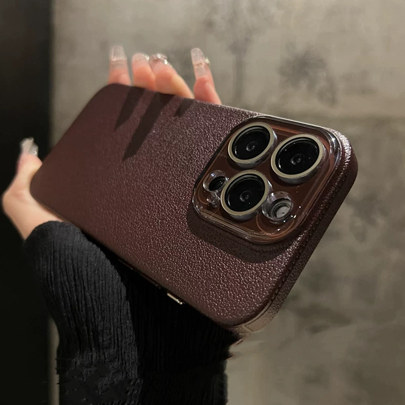 Minimalist Leather-Textured Phone Case for iPhone 16-12 series