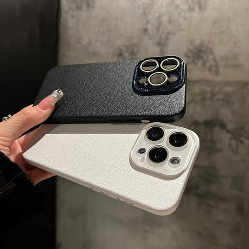 Minimalist Leather-Textured Phone Case for iPhone 16-12 series