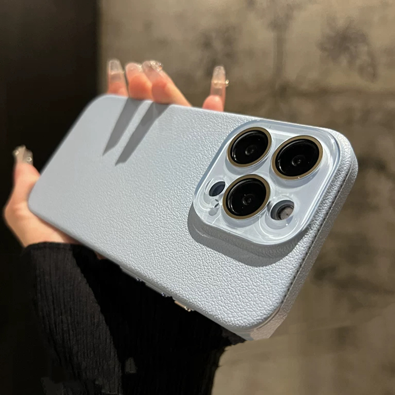 Minimalist Leather-Textured Phone Case for iPhone 16-12 series