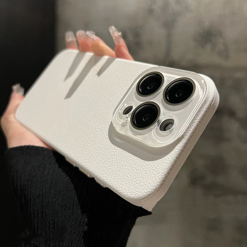 Minimalist Leather-Textured Phone Case for iPhone 16-12 series