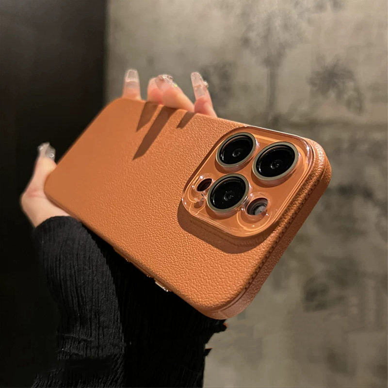 Minimalist Leather-Textured Phone Case for iPhone 16-12 series