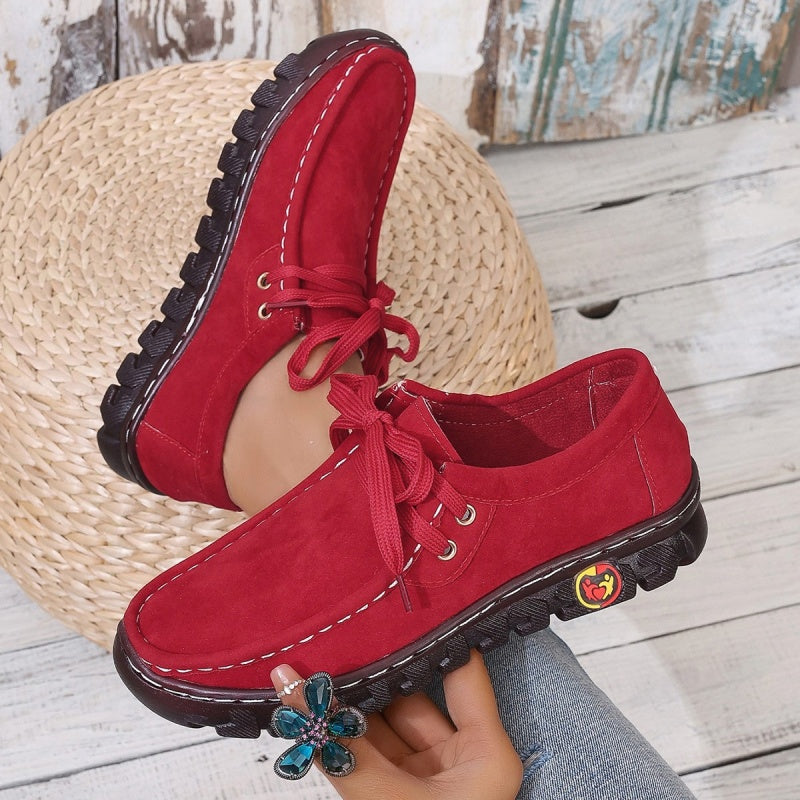 Women's Low Top Lace-up Stitching Flat Shoes