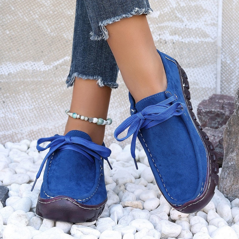 Women's Low Top Lace-up Stitching Flat Shoes