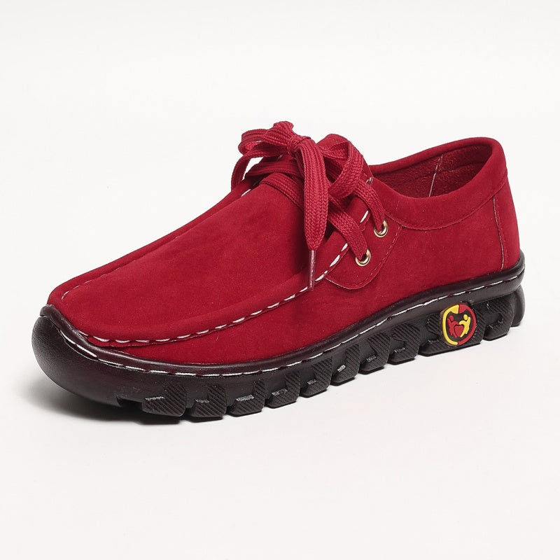Women's Low Top Lace-up Stitching Flat Shoes