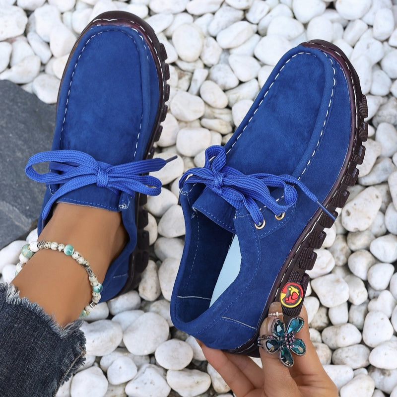 Women's Low Top Lace-up Stitching Flat Shoes
