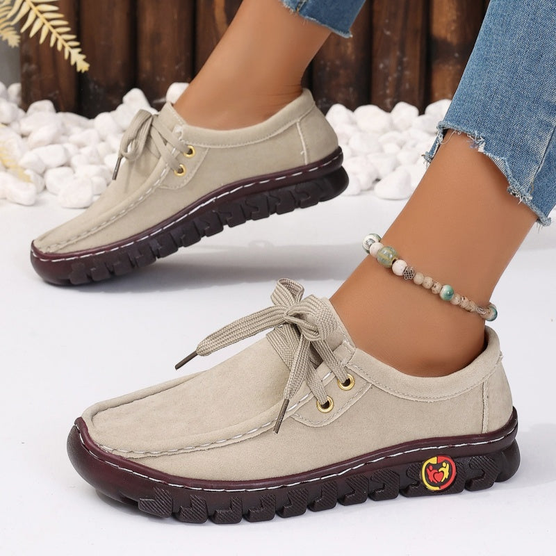 Women's Low Top Lace-up Stitching Flat Shoes