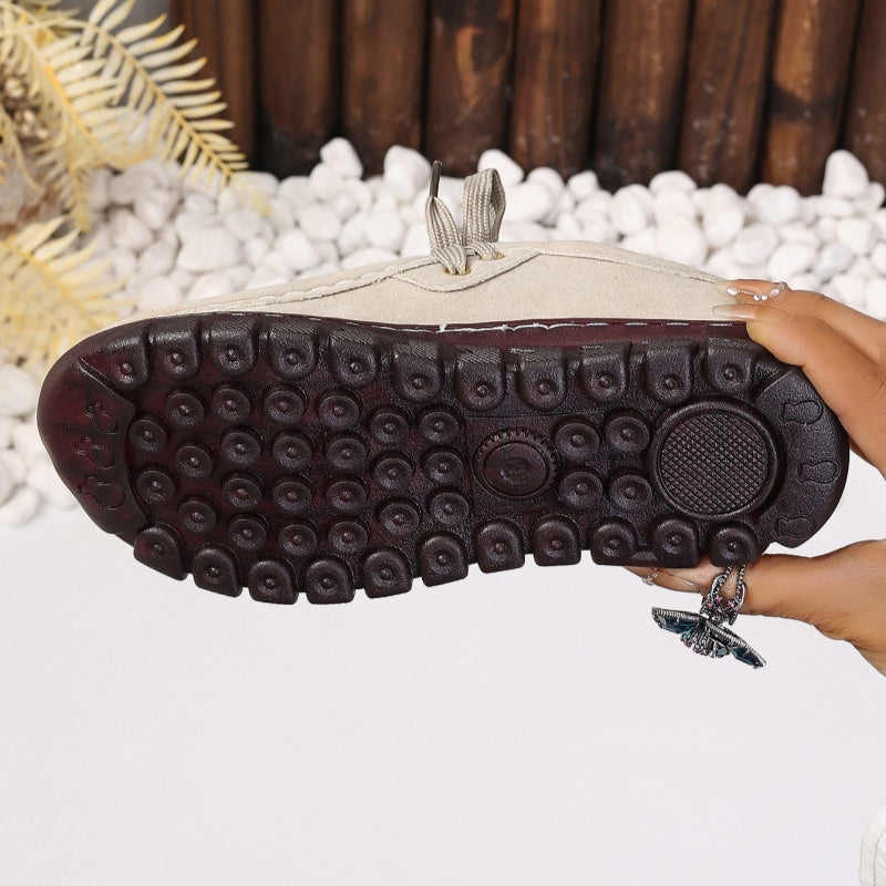 Women's Low Top Lace-up Stitching Flat Shoes