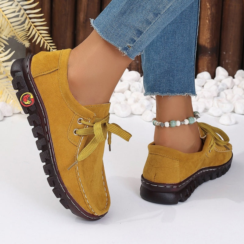 Women's Low Top Lace-up Stitching Flat Shoes