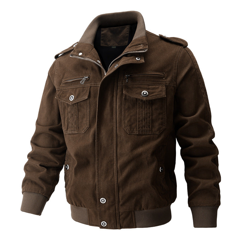 💥Exceptionally high quality-Men's Military Stand Collar Zipper Jacket