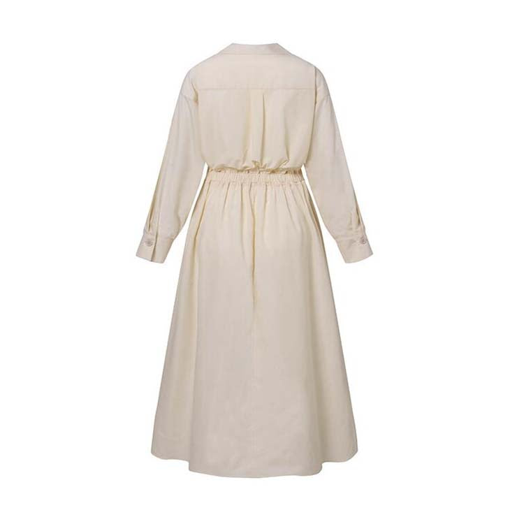 💥2025 New Hot Sale💕Women's Plain Cotton Lapel Shirt Wrap Dress