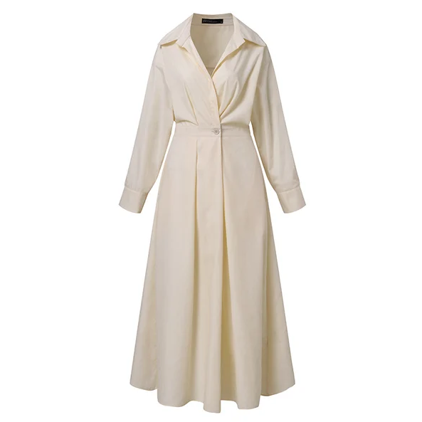 💥2025 New Hot Sale💕Women's Plain Cotton Lapel Shirt Wrap Dress