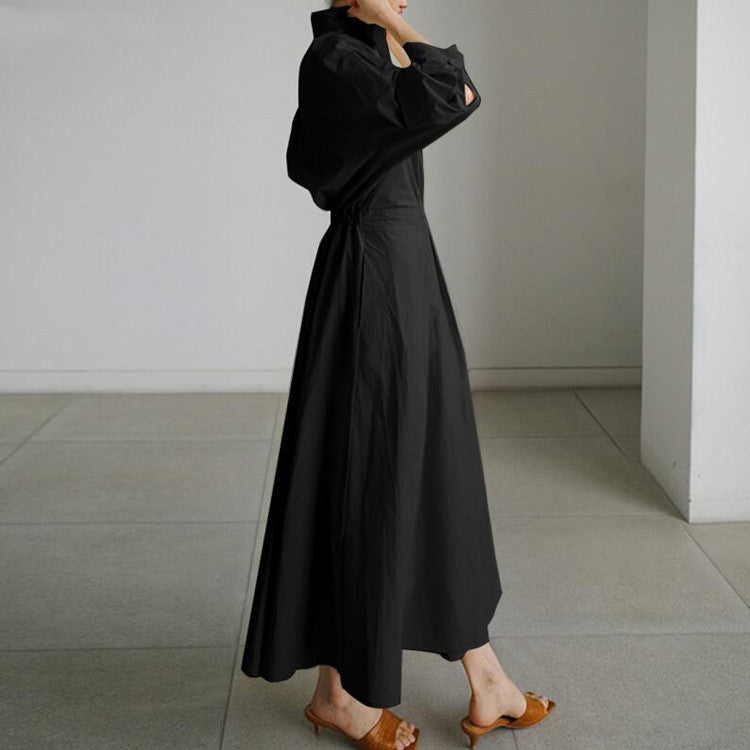 💥2025 New Hot Sale💕Women's Plain Cotton Lapel Shirt Wrap Dress