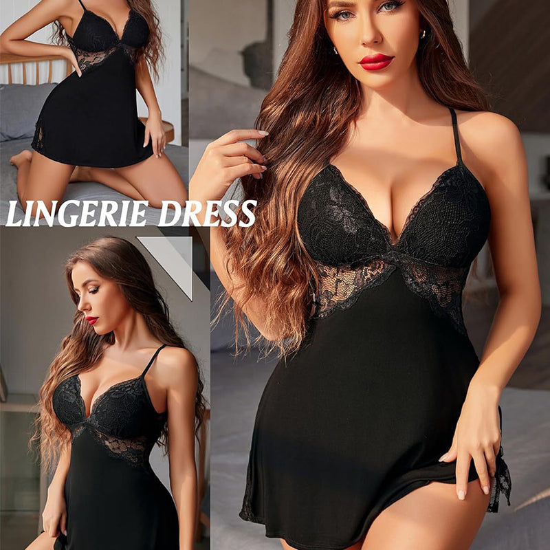 Sexy Lace Mesh Lingerie with Side Slit