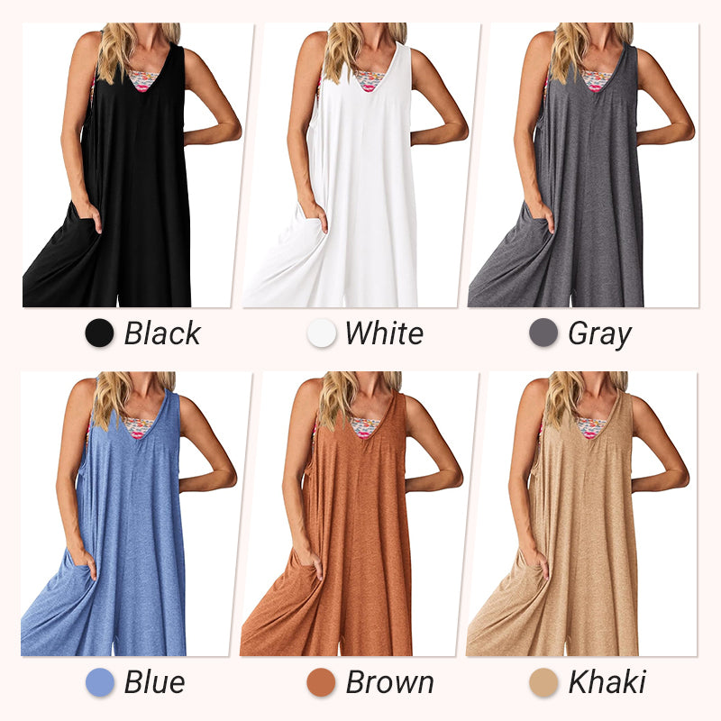 🔥2025 NEW SALES - 50% OFF🔥Women's Casual V-Neck Sleeveless Wide-Leg Jumpsuit