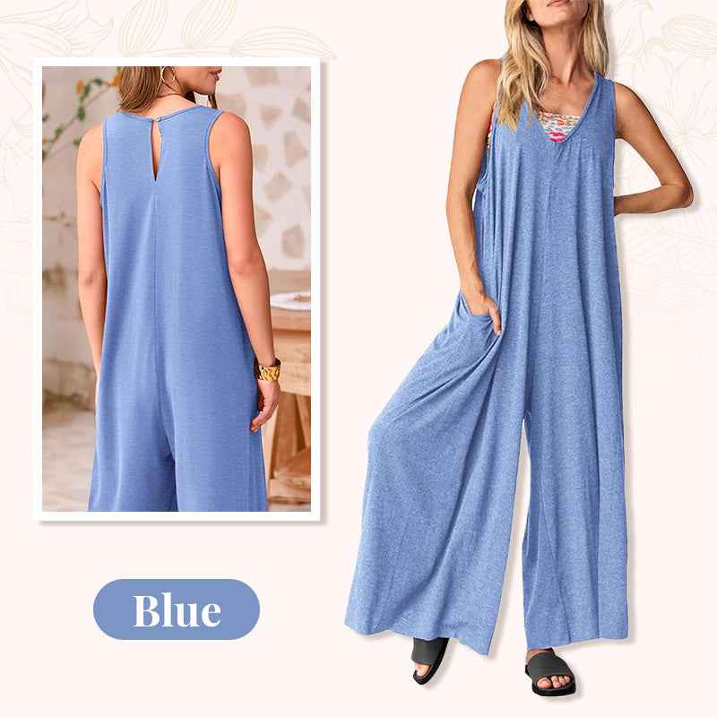 🔥2025 NEW SALES - 50% OFF🔥Women's Casual V-Neck Sleeveless Wide-Leg Jumpsuit