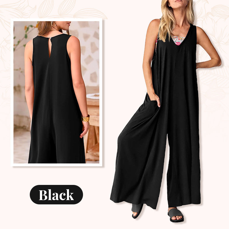 🔥2025 NEW SALES - 50% OFF🔥Women's Casual V-Neck Sleeveless Wide-Leg Jumpsuit