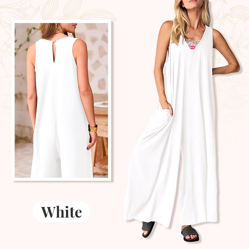 🔥2025 NEW SALES - 50% OFF🔥Women's Casual V-Neck Sleeveless Wide-Leg Jumpsuit