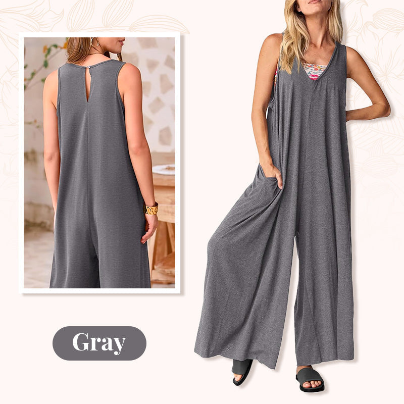 🔥2025 NEW SALES - 50% OFF🔥Women's Casual V-Neck Sleeveless Wide-Leg Jumpsuit