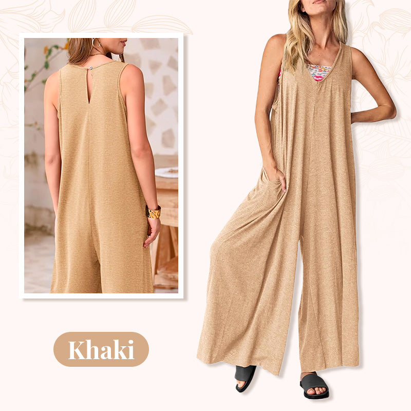🔥2025 NEW SALES - 50% OFF🔥Women's Casual V-Neck Sleeveless Wide-Leg Jumpsuit