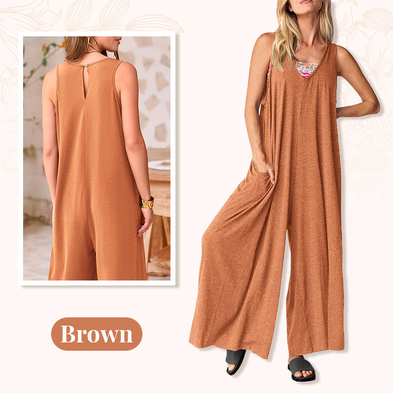 🔥2025 NEW SALES - 50% OFF🔥Women's Casual V-Neck Sleeveless Wide-Leg Jumpsuit