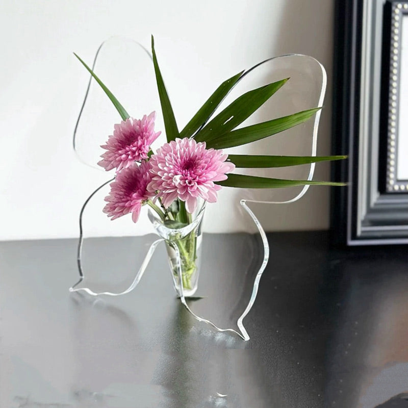 Transparent Butterfly-Inspired Decorative Vase