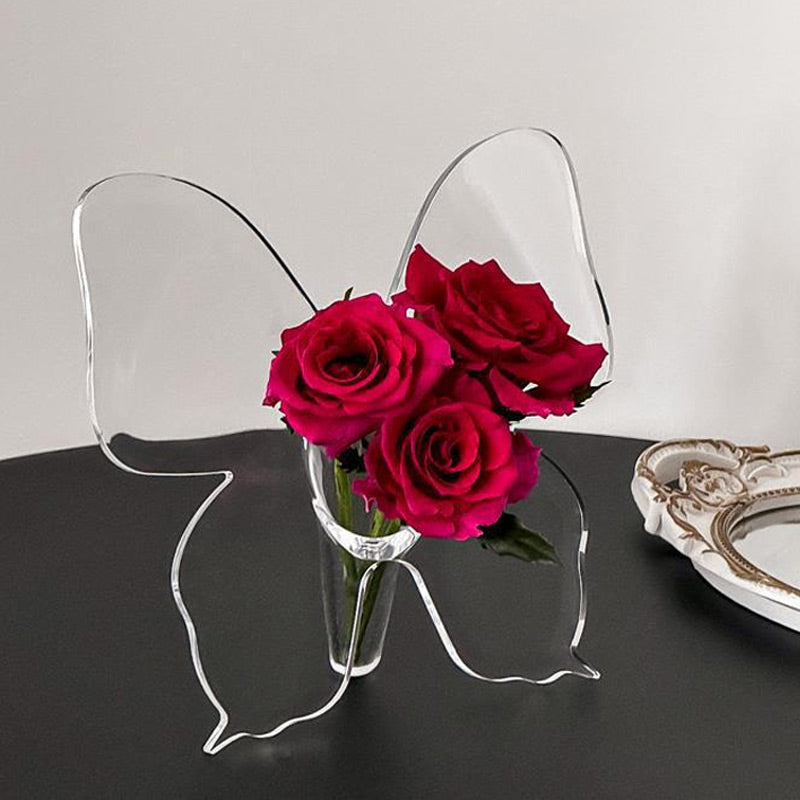 Transparent Butterfly-Inspired Decorative Vase