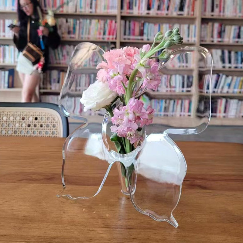 Transparent Butterfly-Inspired Decorative Vase