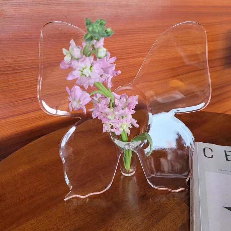 Transparent Butterfly-Inspired Decorative Vase