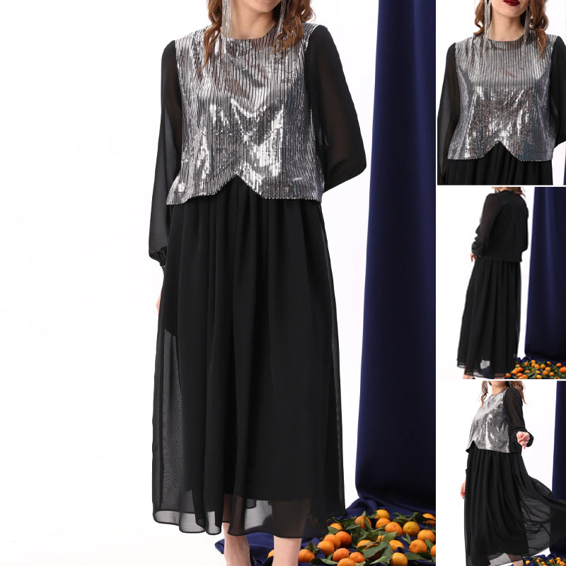 Women's Elegant Sequins Chiffon Dress
