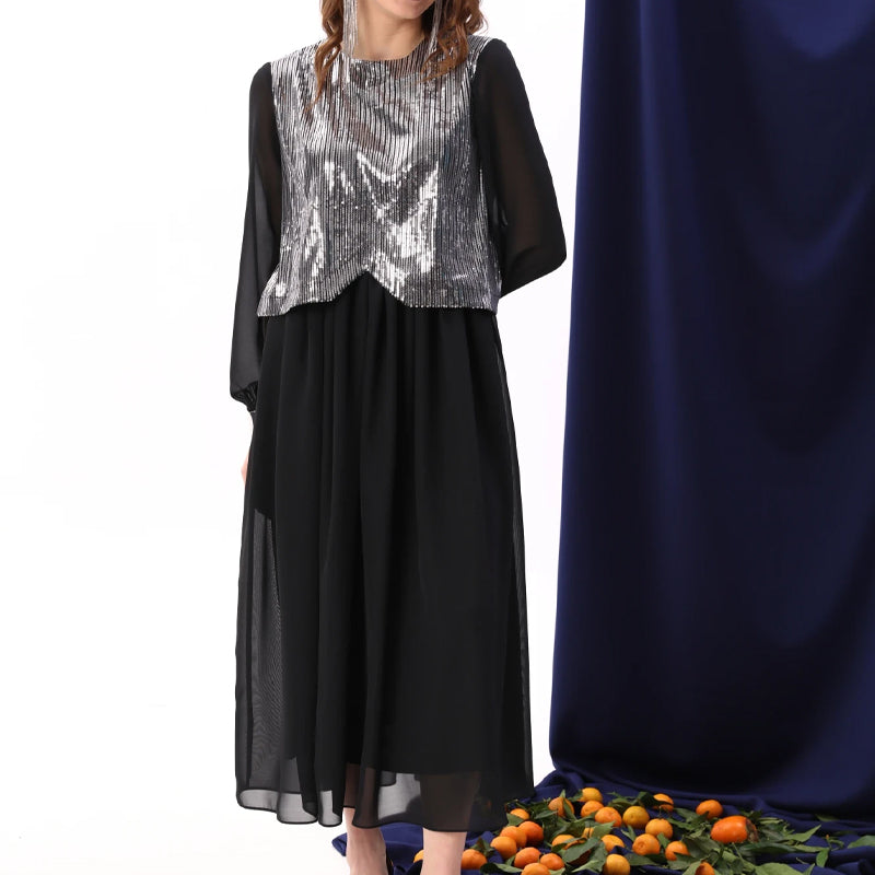 Women's Elegant Sequins Chiffon Dress