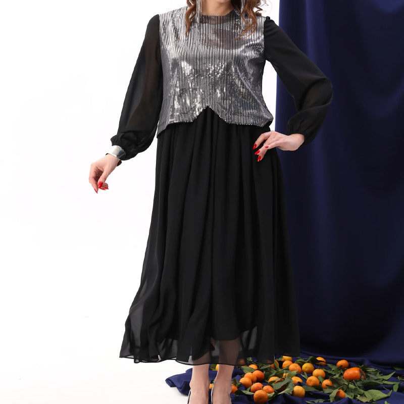 Women's Elegant Sequins Chiffon Dress