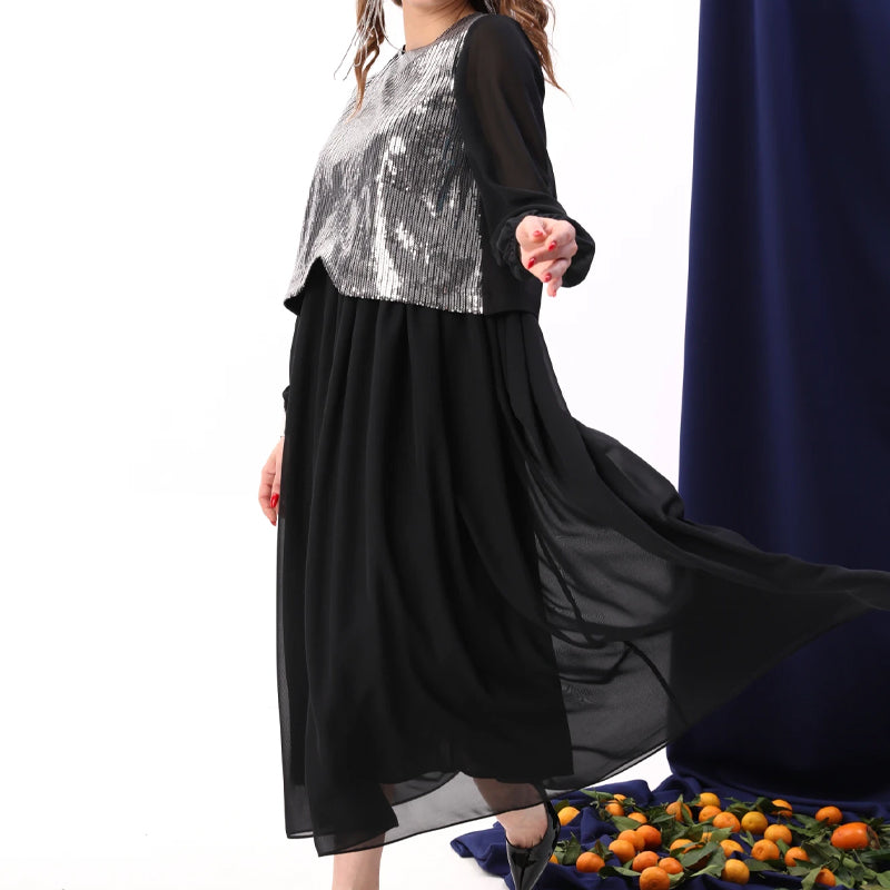 Women's Elegant Sequins Chiffon Dress