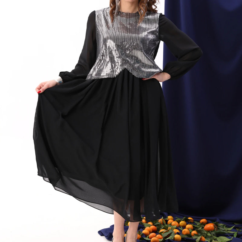 Women's Elegant Sequins Chiffon Dress