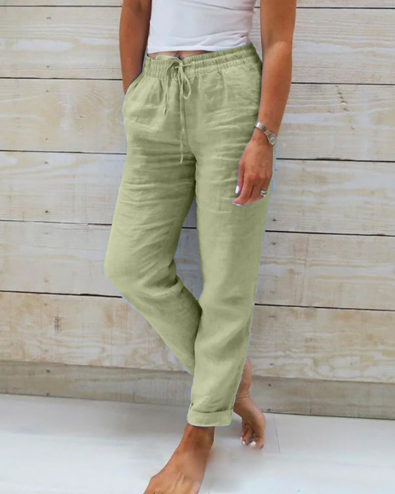 Women's Elastic Waist Cotton Linen Wide Leg Pants🥰Buy 2 free shipping