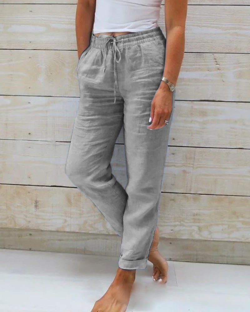 Women's Elastic Waist Cotton Linen Wide Leg Pants🥰Buy 2 free shipping