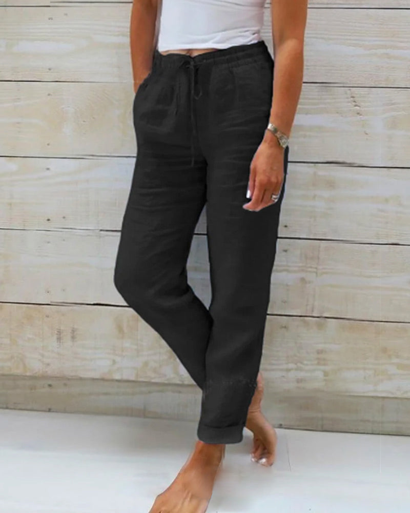 Women's Elastic Waist Cotton Linen Wide Leg Pants🥰Buy 2 free shipping