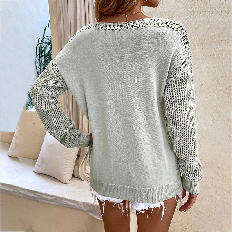 Women's Casual Loose Fit V-Neck Knit Sweater