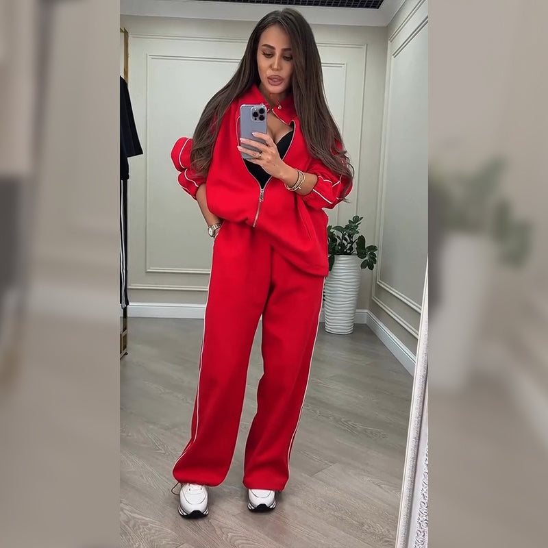 🌸Spring Specials🌸 Women’s Striped Zipper Coat & Pants (2-Piece Set)