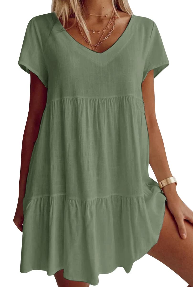 🎉Limited Sale💝V-neck Casual Dress With Short Sleeves